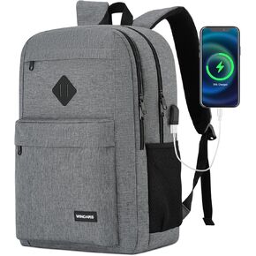 Backpack for Men and Women, School Backpacks for Teens Boys, 15.6 Inch Laptop Bookbag Classic Computer Bag with 2 Compartment & USB Charger Port for College Work Travel Business