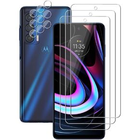 (3+3 لهاتف Motorola Edge 2021 / Edge 5G UW 2021 (3 عبوات) واقي شاشة من الزجاج المقوى و(3 عبوات) واقي عدسة الكاميرا، صلابة 9H، 2.5D، مضاد للخدش، شفاف عالي الدقة