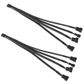 2 Pack Computer PC PWM Fan Splitter Cable 1 to 4 (4 Pin+3 Pin)