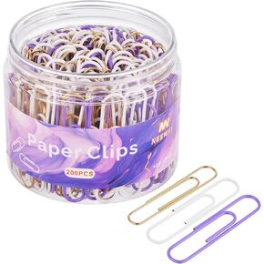 NEEWAY 200pcs Fashion Large Paper Clips, 2 Inch Jumbo Paper Clip, Ceative Colored Paperclips (Pink)