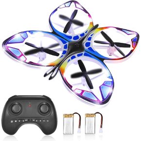 Kids Mini Drone - RC Butterfly Drone for Beginners with Colorful Light 3D Flip, Headless Mode, Altitude Hold Remote Control micro Drone Small RC Quadcopter gift Toy for age 6-14 boys girls