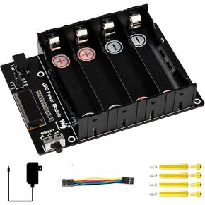 Uninterruptible Power Supply UPS Module for Jetson Nano Developer Kit B01, Support Charge and Power Output at The Same Time Stable 5V 2.5A Power Output Real Time OLED Monitor Safe and Stable Circuit