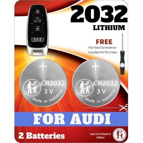 Key Fob Battery CR2032 for Audi (2 Pack) A4 B9 A5 F5 Q7 A8 TT 8S Avalon Remote Key Battery Replacement (IYZ-AK2, 4N0 959 754 AM) Check Fitment Guide