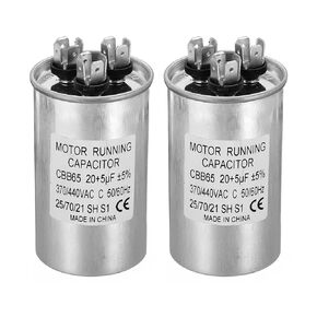 PATIKIL 35+5uF ±5% 35/5MDF 370/440V AC مكثف بدء تشغيل المروحة، قطعتان CBB65 مكثف تشغيل مزدوج دائري لتشغيل محرك التيار المتردد ومكيف الهواء ومكثف مضخة الحرارة الباردة المستقيم