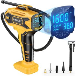 Tire Inflator Air Compressor Compatible with DeWalt 20v Max Battery Power,160PSI Cordless Portable Electric Air Pump with Digital Pressure Gauge for Car Motorcycles Bike Sport Ball Auto(no battery)