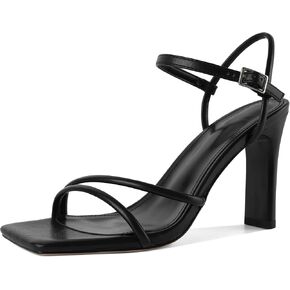Esvowido Women Strappy Heels Sandals Square Open Toe Chunky 3.74" High Heels Sandals Ankle Strap Mules Block Sandals Comfort Dress Wedding Shoes