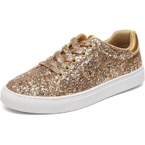 Bernal Women Glitter Sneakers Fashion Shiny Sparkle Sneakers Non Slip Lace Up Walking Shoes