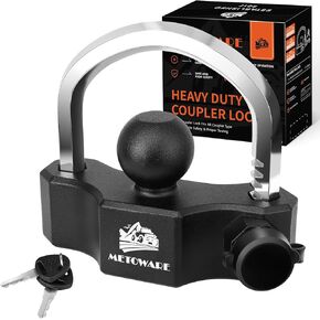 METOWARE Universal Trailer Coupler Ball Lock, Adjustable Heavy-Duty Trailer Hitch Locks Fit 1-7/8 Inch, 2 Inch, 2-5/16 Inch Couplers with 2 Keys