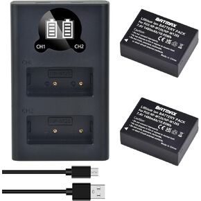 Batmax 2Packs NP W126 NP W126S Battery+ Rapid LCD USB-C Charger for Fujifilm NP-W126 NP-W126S X-T100, X-T200, X100F, X100V, X100VI, X-S10,X-T10, X-T20, X-T30 II, X-Pro2, X-Pro3, X-T1, X-T2,