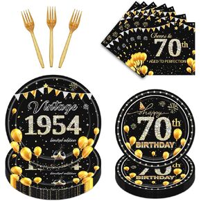 50th Birthday Party Tableware - 96PCS 50th Birthday Decorations for Her Rose Gold Back in 1974 Birthday Paper Plates Forks Napkins Supplies Vintage 50th Birthday Party Dinnerware Women