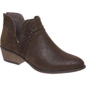 Pierre Dumas Womens Cut Out Ankle Boots Chunky Stacked Heel Almond Toe Slip on Western Booties