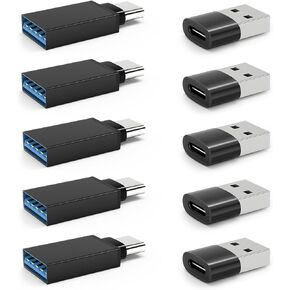 [10Pack] USB to USB C Adapter with USB C Male to USB Female OTG Converter for iPhone 15 14 13 Pro Max, Apple Watch Ultra 9 8,Samsung S24 S23 S22 S21,AirPods,iPad,Nintendo Switch