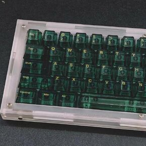 Transparent Green Keycaps, Backlit Clear Crystal Keycap, Shine Through Keycap, 156 Keys PBT Cherry Profile Custom Keyboard Keycap Set, Suitable for 60% 65% 75% 100% Gaming Mechanical Keyboard (Green)