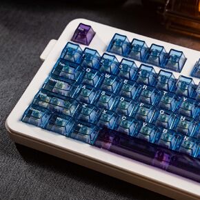 Transparent Green Keycaps, Backlit Clear Crystal Keycap, Shine Through Keycap, 156 Keys PBT Cherry Profile Custom Keyboard Keycap Set, Suitable for 60% 65% 75% 100% Gaming Mechanical Keyboard (Green)