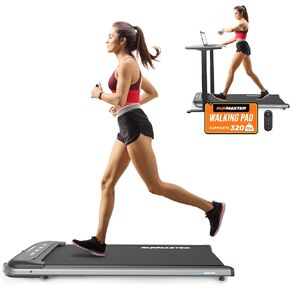 2 in 1 Folding Treadmill - Portable, Easy Installation, Space-Saving 2.5HP Under Desk Electric Treadmill with Foldable Handle, Walking Pad, Large Belt for Walking and Jogging - Black