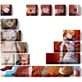 Computer keyborads PBT Dye Upgrade 12 Keycap Set Profile Keycaps Keyset with Puller for Cherry Mx Gateron Kailh Switch Mechanical Keyboard Japanese Anime Series (EVA-Ayanami REI)