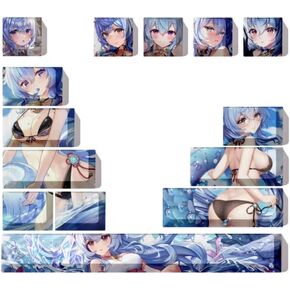 Computer keyborads PBT Dye Upgrade 12 Keycap Set Profile Keycaps Keyset with Puller for Cherry Mx Gateron Kailh Switch Mechanical Keyboard Japanese Anime Series (EVA-Ayanami REI)