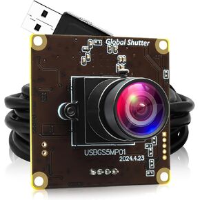 5MP Global Shutter USB Camera Module High Speed 60fps 1080P PC Webcam with No Distortion Lens Lightburn Camera UVC for Computer Laptop Android and Raspberry Pi