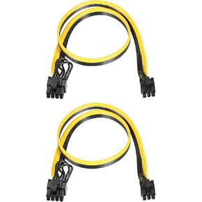 PATIKIL PCIe Cable 6 Pin Male to 8 Pin (6+2) Male GPU Power Supply Cable PCI Express Power Adapter Cable 520mm/20.5" for Graphics Card, Pack of 2