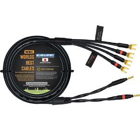 WORLDS BEST CABLES 15 Foot - Canare 4S11 – Audiophile Grade - HiFi Star-Quad Bi-Wire Single Speaker Cable for Center Channel with Eminence Gold Banana & Spade Connectors [Banana x2 – Spade x4]