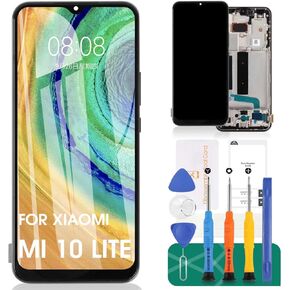 TFT لـ Xiaomi Mi 10 Lite 5g استبدال الشاشة لـ Xiaomi M2002J9G M2002J9S شاشة LCD لـ Xiaomi Mi 10 Lite 5G مجموعة محول الأرقام لشاشة تعمل باللمس مع إطار (ليست أصلية)