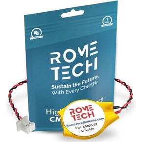 Rome Tech RTC CMOS Battery for Dell XPS 12 9Q23 / Dell XPS 15 L521X / Dell XPS 15Z L511Z / Dell - Laptop Backup BIOS CMOS Laptop Battery CR2032 with 2 Pin Wire Cable (1-Pack)