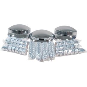 Mytee Products Steel Chrome Axle Wheel Cover Set - Includes (2) Front Hub Caps, (4) Rear Hub Caps, (60) Lug Nut Covers 33mm for Semi Truck | Axle Cover Combo Kit