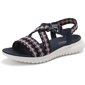 Littleplum Womens Sandals Arch Support Bohemian Knitting Style Sports Sandals Women's Non Slip Summer Beach Sport Flat Sandals