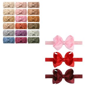 18pcs Baby Nylon Headbands Hair Bow Elastics Hairbands Hair Accessories + 3 PCS Boutique Grosgrain Ribbon Hair Bows Baby Girls Bows Headbands for Baby Infants Toddler Kids Teens and Children