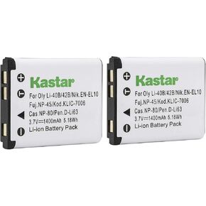 Kastar K7006 Battery (2-Pack) for Kodak KLIC-7006 EN-EL10 Rechargeable Lithium-ion Battery and Kodak Digital Camera (Detail Models in The Description)