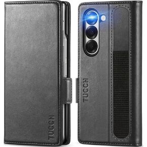 TUCCH Compatible with Galaxy Z Fold6 Wallet Case with S Pen Holder, PU Leather Flip Folio, Card Slots, RFID Blocking, Kickstand, Phone Cover for Galaxy Z Fold 6 2024 - Black