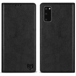 حافظة ZZXX لهاتف Samsung Galaxy S20 مع [حجب RFID] فتحة للبطاقات وحامل قوي من الجلد المغناطيسي القابل للطي حافظة هاتف واقية لهاتف Samsung Galaxy S20 (أسود-6.2 بوصة)