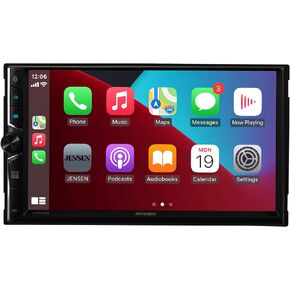 Jensen CAR723W 7-inch Certified Apple CarPlay Android Auto Wired or Wireless | Double DIN Touchscreen Car Stereo Radio | Bluetooth | Backup Camera Input | USB Playback & Charge