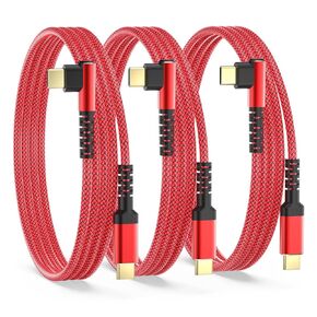 USB C to USB C Cable 10ft,3-Pack 60W Right Angle Fast Charging USBC to USBC Cable,Nylon Braided Type C to C Charger Cord for iPhone 15 Pro Max/Plus,MacBook/iPad,Samsung Galaxy S24 S23 S22 Tab,Pixel