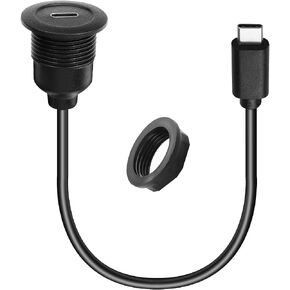 QIANRENON 5 جيجابت في الثانية USB C Flush Mount محول شحن سريع كابل قصير PD60W USB نوع C 3.0 ذكر إلى أنثى كابل موصل تثبيت ثابت، بحد أقصى 20 فولت 3 أمبير، للوحة قيادة السيارة/RV/القارب، 30 سم/11.8 بوصة in Kuwait