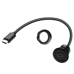 QIANRENON 10Gbps USB C 3.1 Threaded Fixed Mount Connector Short Cable PD 60W USB Type C 3.1 Male to Female Flush Mount Adapter,4K@60Hz Video 20V3A Fast Charge,for Car/RV/Boat Dashboard,30cm/11.8in