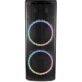 E-B5 Professional High-Power Dual 15" Bluetooth Speaker System- Featuring Circle Lights, FM Radio, USB/TF Card Ports, XLR Inputs, TWS Sound & Easy Transport for DJs, Parties & Live Performances, Black