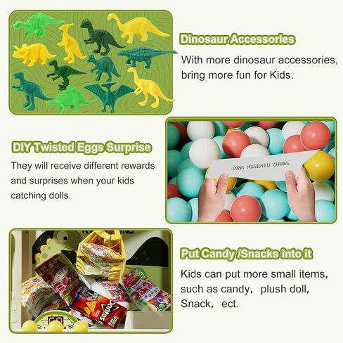 Dinosaur Claw Machine for Kids,Electronic Arcade Game Machine with Music,Mini Vending Machine Boys Birthday Toys Gifts Age 3+ Years,Includes 10 Plush Toys & 12 Dinosaur Accessories in Saudi Arabia