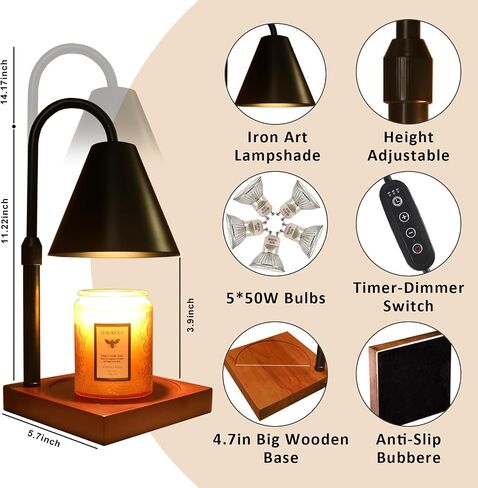 Candle Warmer Lamp with Timer, Electric Candle Warmers for Jar Candles, Birthday Gifts for Women Mom Her, Black Candle Warmer Lamp Adjustable Height, Women Gifts Ideas, Home Decor for Bedroom in Saudi Arabia