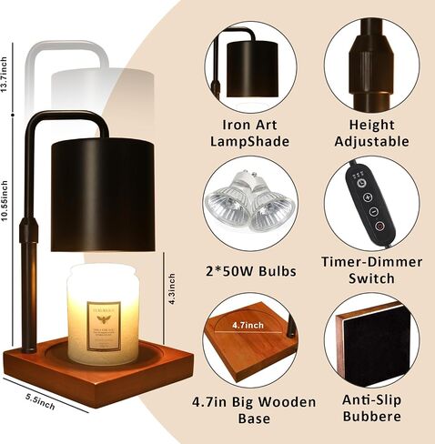 Candle Warmer Lamp with Timer, Electric Candle Warmers for Jar Candles, Birthday Gifts for Women Mom Her, Black Candle Warmer Lamp Adjustable Height, Women Gifts Ideas, Home Decor for Bedroom in Saudi Arabia