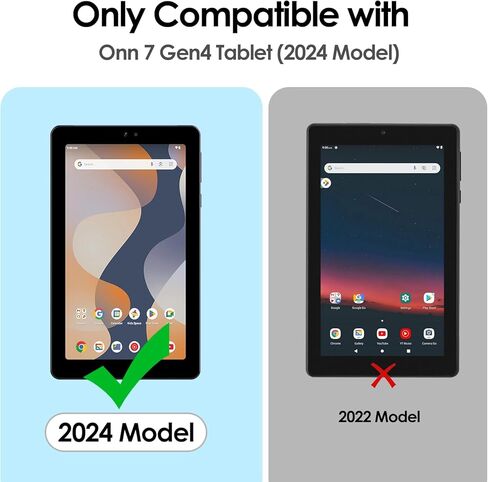 واقي شاشة مكون من عبوتين متوافق مع جهاز Onn 7 بوصة Gen4 اللوحي (موديل 2024)، طبقة شفافة من الزجاج المقسى، مضاد للخدش، صلابة 9H، سهل التركيب in Kuwait