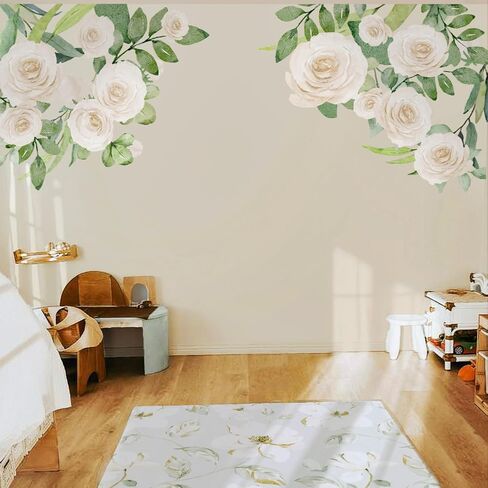 ملصقات جدارية زهرية بألوان مائية قابلة للتقشير واللصق، ملصقات حائط زهرية ملونة، جداريات زهور نباتية، ديكور فني لزاوية الحائط للفتيات، غرفة النوم، غرفة اللعب، غرفة الحضانة in Kuwait