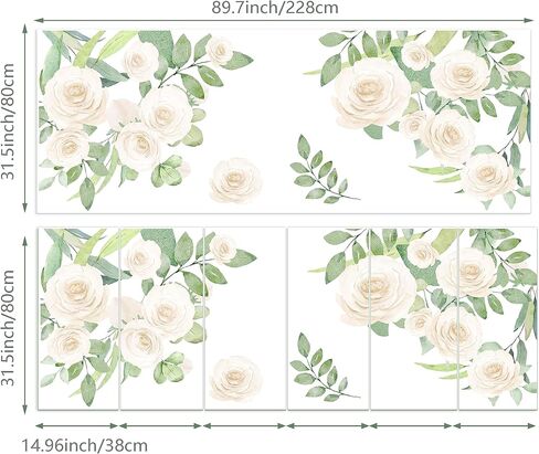 ملصقات جدارية زهرية بألوان مائية قابلة للتقشير واللصق، ملصقات حائط زهرية ملونة، جداريات زهور نباتية، ديكور فني لزاوية الحائط للفتيات، غرفة النوم، غرفة اللعب، غرفة الحضانة in Kuwait