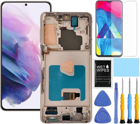 AMOLED for Samsung Galaxy S21 Plus Screen Replacement with Frame for Samsung S21+ Screen Replacement SM-G996B SM-G996U LCD Digitizer Display Touch Screen Assembly with Tools 6.7 inch Gold in Saudi Arabia