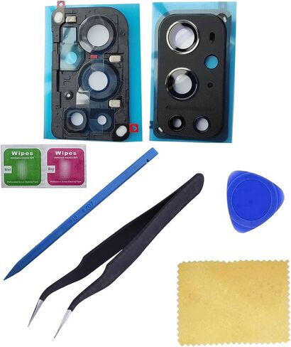 Ubrokeifixit لهاتف OnePlus 9 Pro غطاء عدسة زجاجية للكاميرا الخلفية الخلفية مع حامل إطار لهاتف OnePlus 9 Pro 5G LE2121 LE2125 6.7 بوصة 2021 (قطعة واحدة-أسود-9 برو) in Kuwait