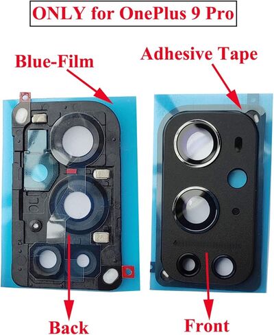 Ubrokeifixit لهاتف OnePlus 9 Pro غطاء عدسة زجاجية للكاميرا الخلفية الخلفية مع حامل إطار لهاتف OnePlus 9 Pro 5G LE2121 LE2125 6.7 بوصة 2021 (قطعة واحدة-أسود-9 برو) in Kuwait