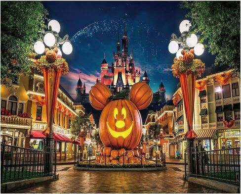 7X5FT Halloween Pumpkin Backdrop Night Street Backdrop Travel Happy Halloween Party Vinyl Banner Birthday Party Decoration Background DH-122 in Saudi Arabia