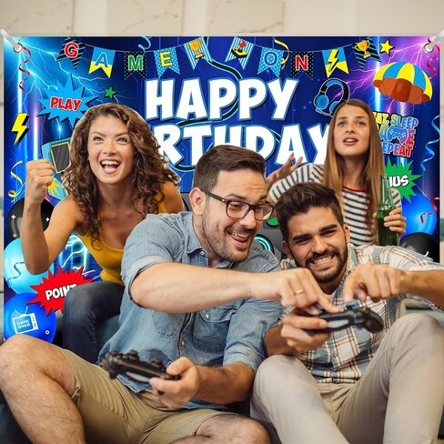 لعبة فيديو Avezano، خلفية عيد ميلاد سعيد، ديكورات حفلات أعياد الميلاد، مستوى أعلى من الألعاب، لعبة خلفية التصوير الفوتوغرافي للحفلات على لافتة حفلات أعياد الميلاد للأولاد اللاعبين (7 × 5 أقدام) in Saudi Arabia