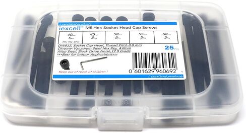 iexcell 1500 Pcs M3 x 4/6/8/10/12/16/20/25/30/35/40/45/50 Alloy Steel 12.9 Grade Hex Socket Head Cap Screws Bolts Nuts Washers Assortment Kit, Black Oxide Finish in Saudi Arabia