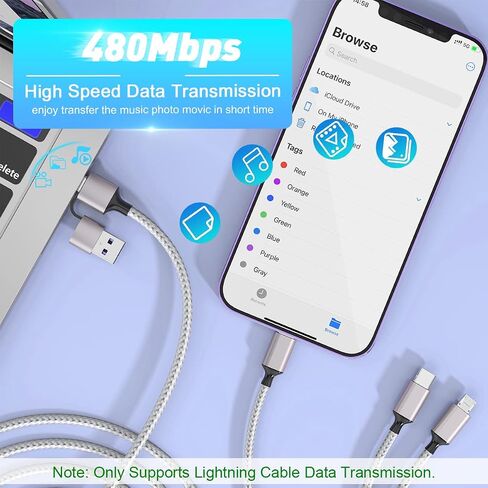 MTAKYI 3M/10FT USB C to Multi Charging Cable, 3-in-2 Braided Multi Charging Cable USB A/C to iPhone/USB C/Micro USB Connector Fast Charging Cord Compatible with Laptop/Tablet/Phone in Saudi Arabia